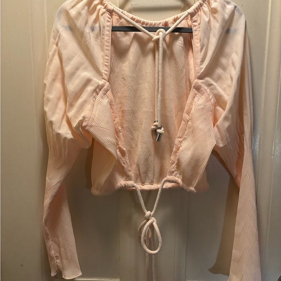 Jonathan Simkhai Bowen open back plisse top, new without tags, large light pink - Picture 4 of 15